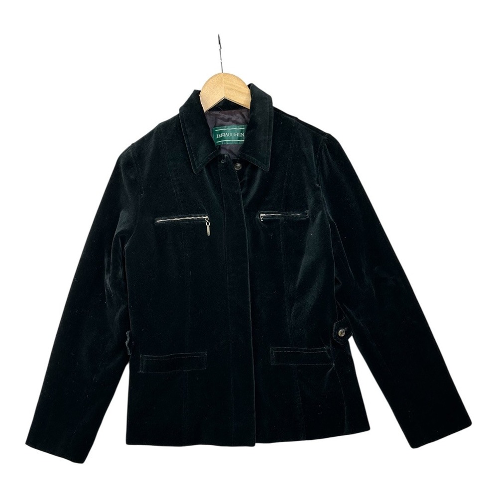 J.‎ McLaughlin Velvet Full Zip Jacket size 6 Black